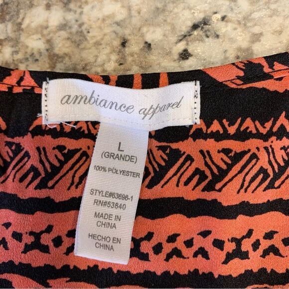 Ambiance Apparel Sleeveless Aztec Chiffon Blouse Large - Picture 7 of 8